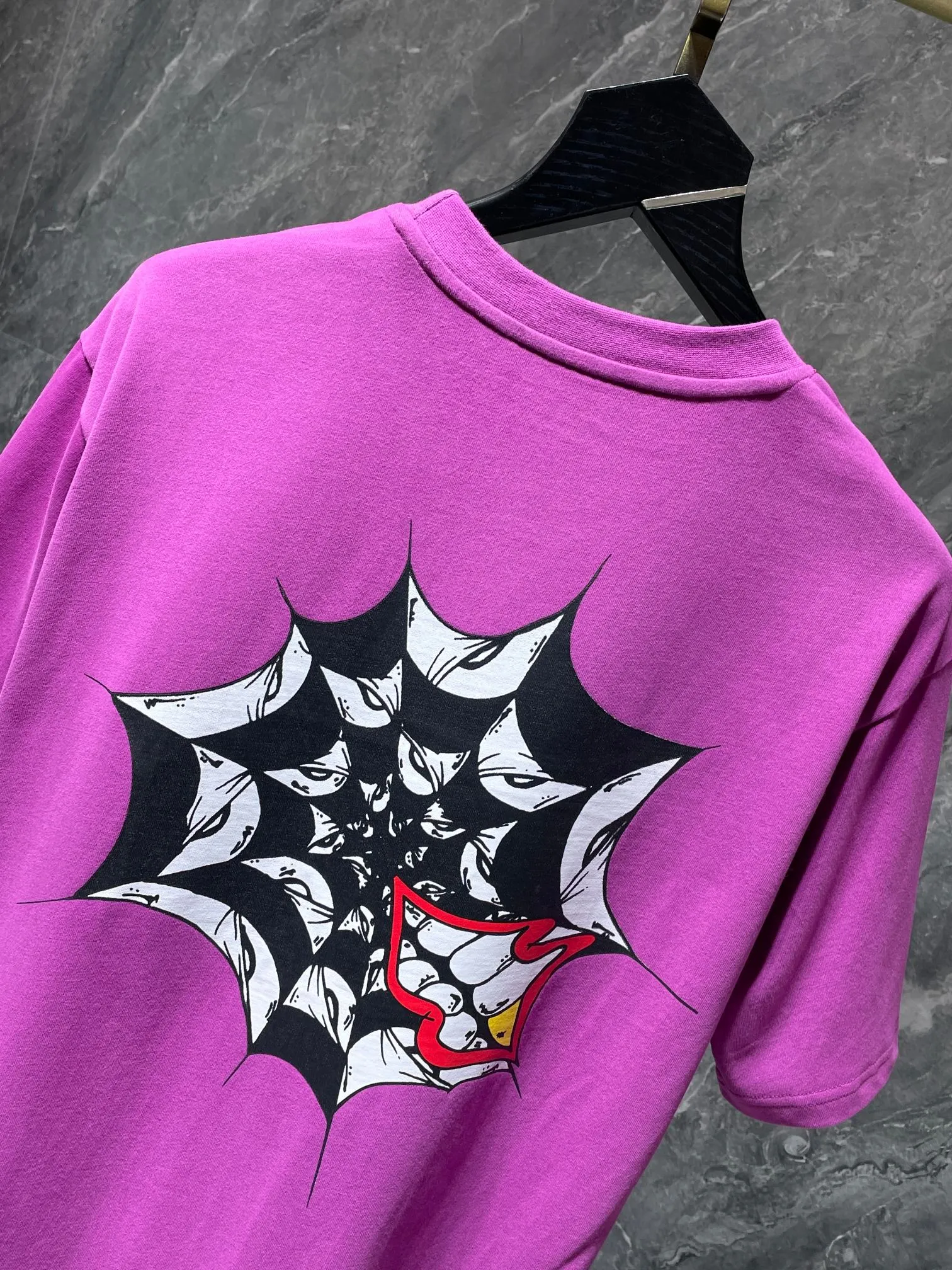 P130 New in summer Chrome Hearts 25ss High-weight, environmentally friendly and high-quality top-quality fabric 260g~270g Mattyboy graffiti spider web short-sleeved counter synchronization 1:1 replica version Recommended color: customized graffiti purple Size: S, M, L, XL